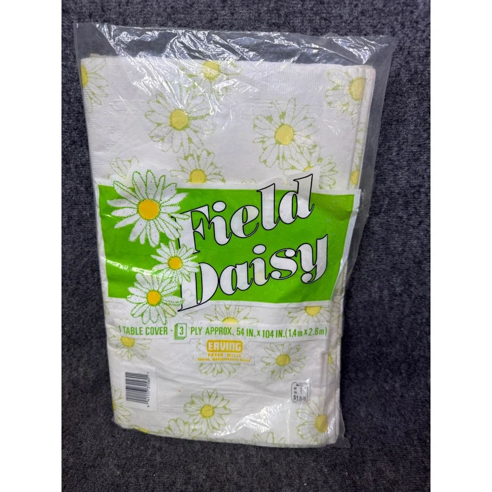 Vintage Erving Paper Mills Field Daisy 3-ply Paper Table Cover 54x104 Floral NEW